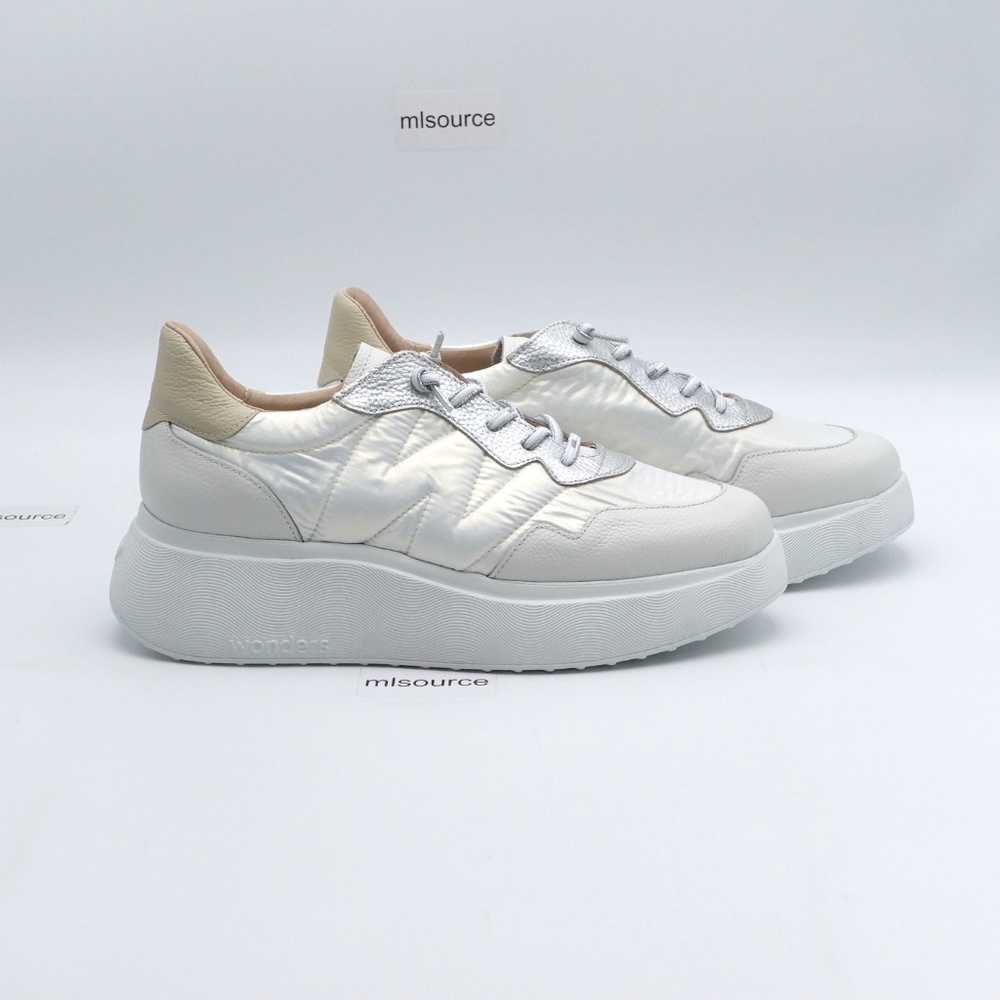 NEW Wonders Berlin Women's Leather Wedge Sneakers A-3602 White - Picture 2 of 16